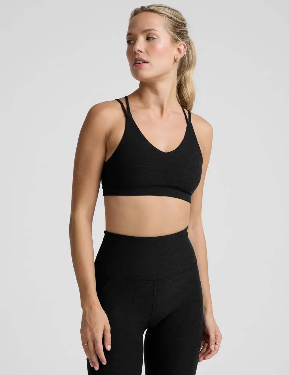 Beyond Yoga Spacedye Get Across sport-bh svart V-ringad
