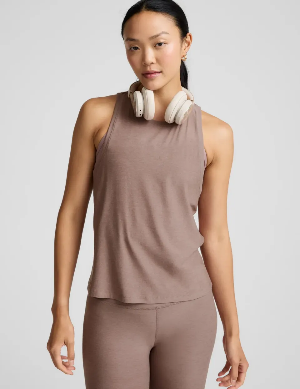 Beyond Yoga Featherweight Rebalance Tank linne Rosey Taupe Heather lös