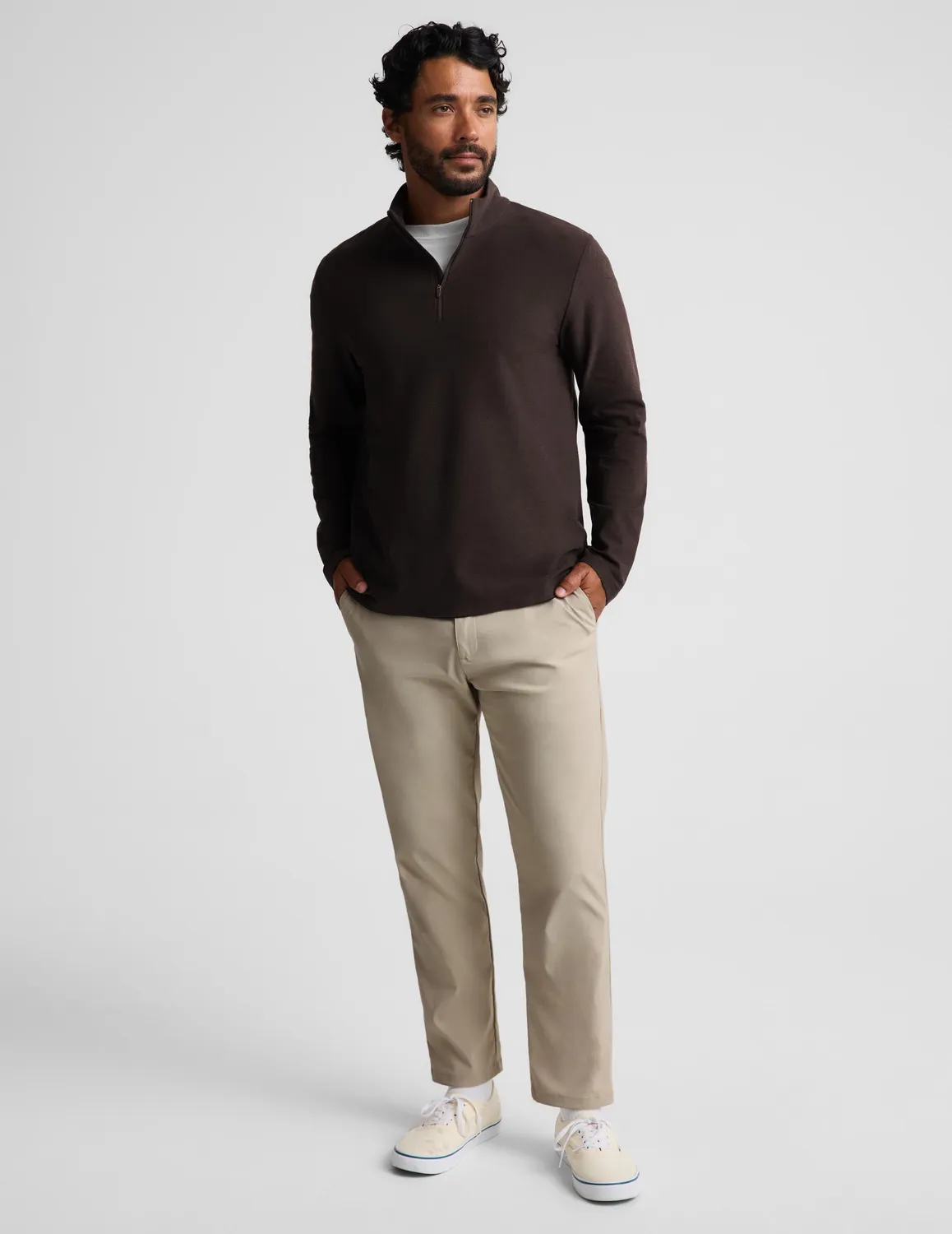 Beyond Yoga Spacedye Terrain quarter zip tröja Dark Chocolate herr