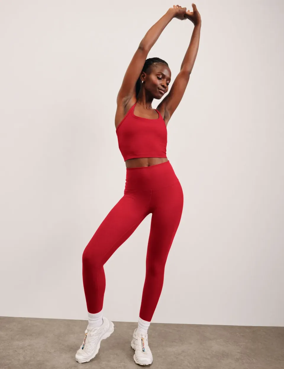 Beyond Yoga Spacedye Caught In The Midi tights Holly Red Heather hög midja