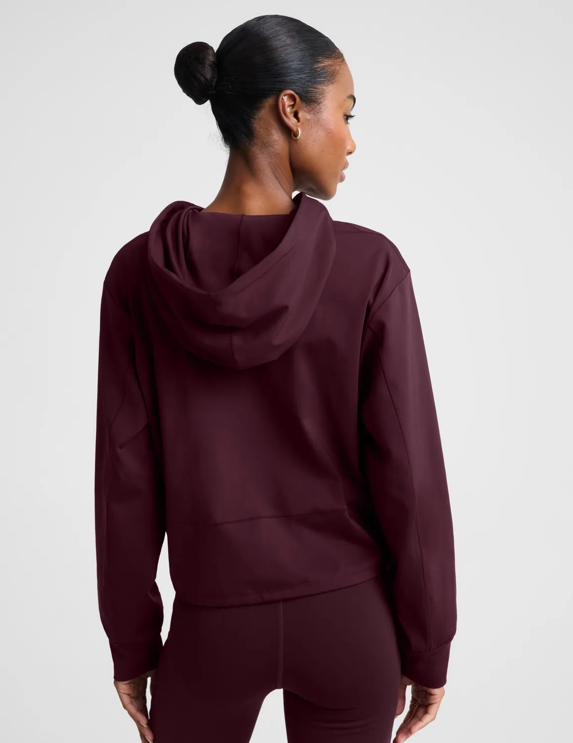 Beyond Yoga Pacer Fleece-Backed Hoodie huvtröja Cabernet borstad