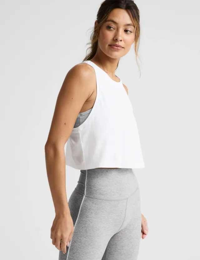 Beyond Yoga Featherweight Rebalance Croppat Linne Cloud White
