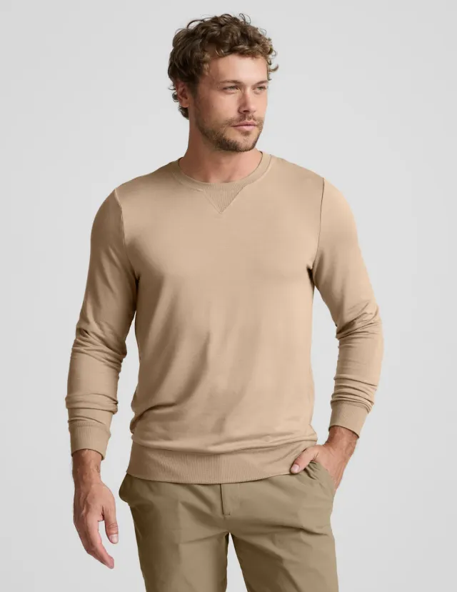 Beyond Yoga Always Beyond Crew Pullover Sweatshirt Tan Modal
