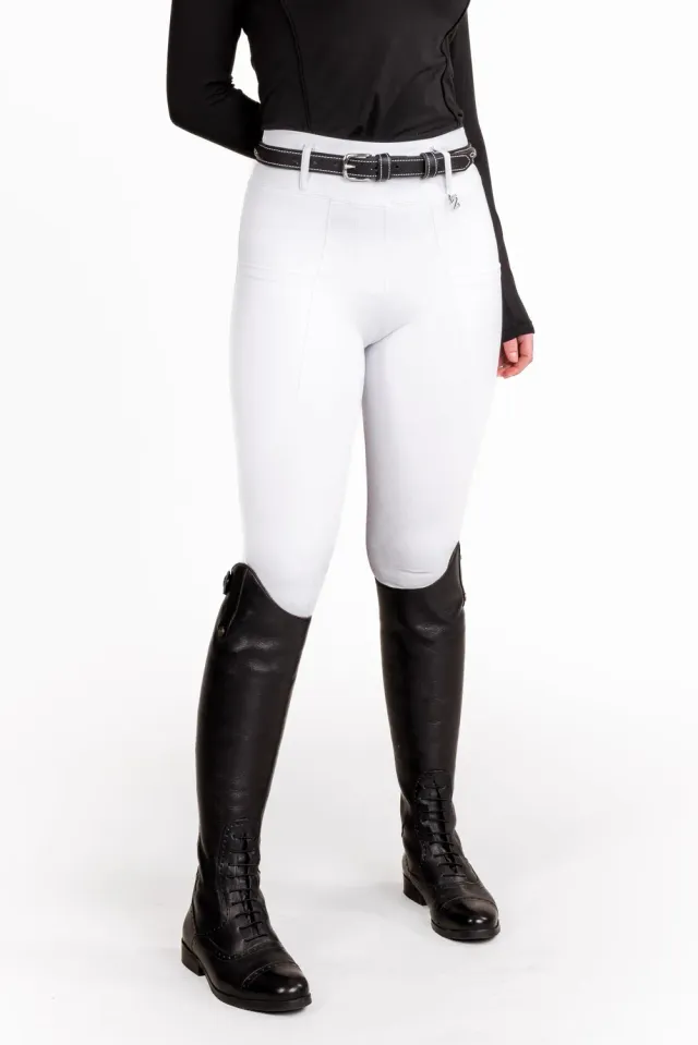 ZacZess London White Hybrid ridleggings vit hög midja