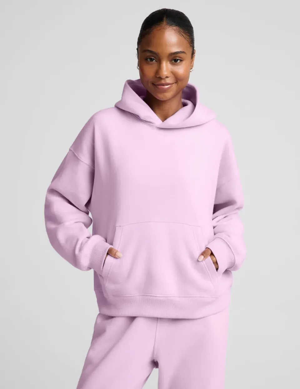 Beyond Yoga LuxeFleece 2.0 Hoodie hoodtröja Lavender Cream bomull