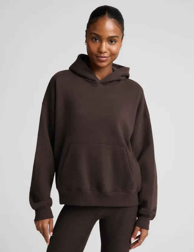 Beyond Yoga LuxeFleece 2.0 Hoodie hoodtröja Dark Chocolate bomull