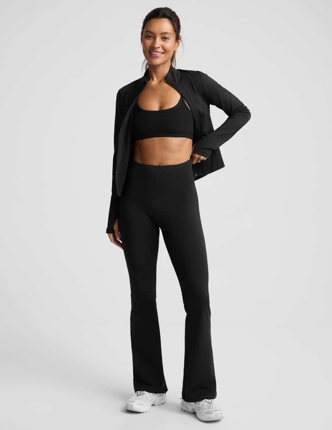 Beyond Yoga Pacer Fleece Split Hem Flare Byxa svart varm