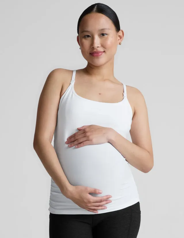 Beyond Yoga Spacedye Keep It Simple Nursing Tank amningslinne Cloud White lång