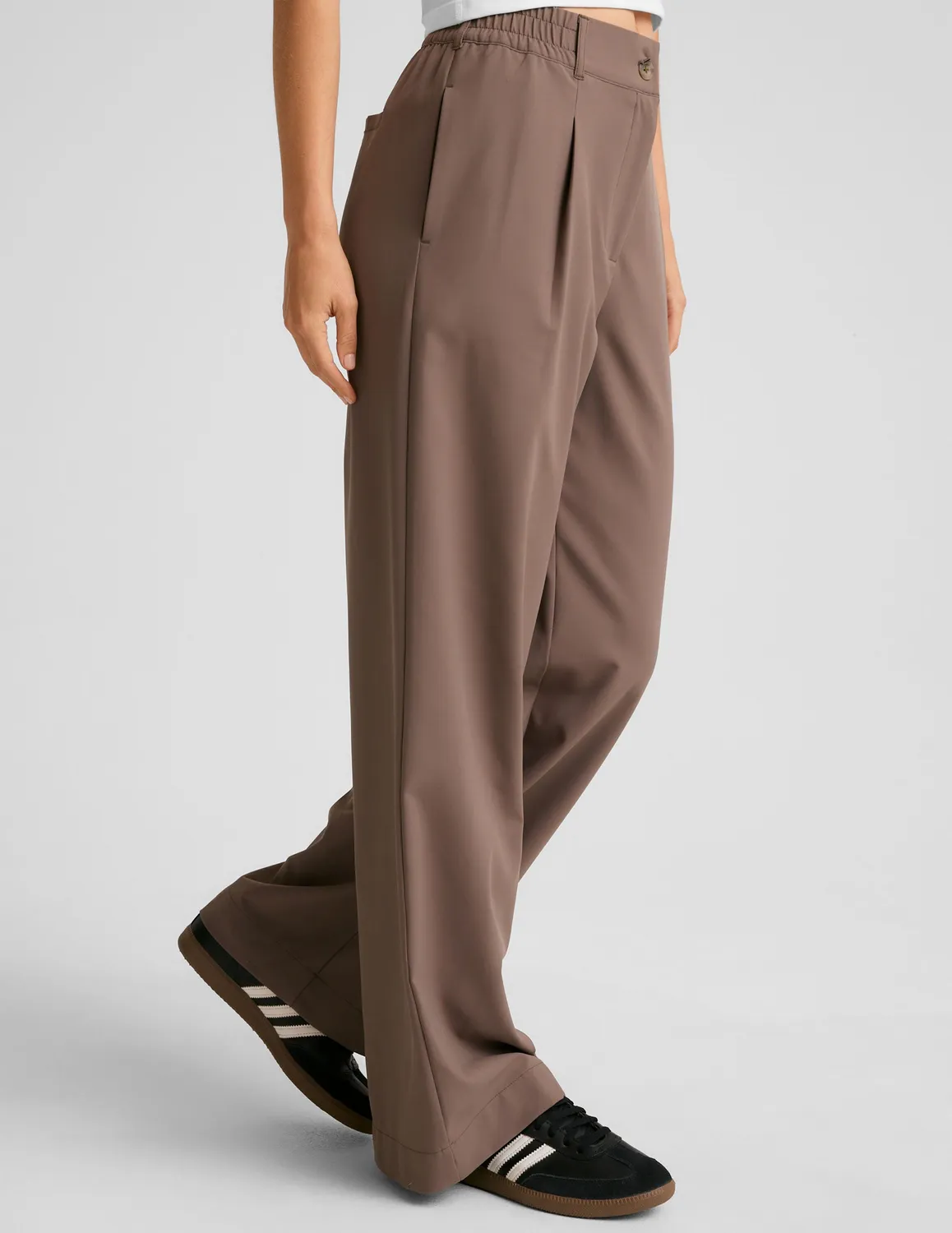 Beyond Yoga Status Wide Leg Trouser 31" kostymbyxa Khaki 31 tum