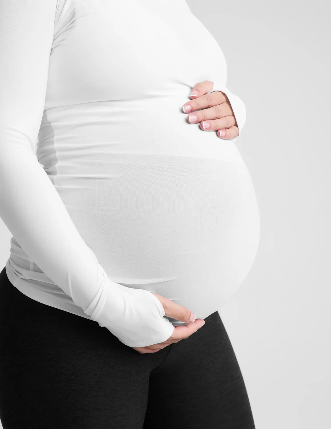 Beyond Yoga Featherweight Count On Me Maternity Crew Pullover tröja Cloud White gravid
