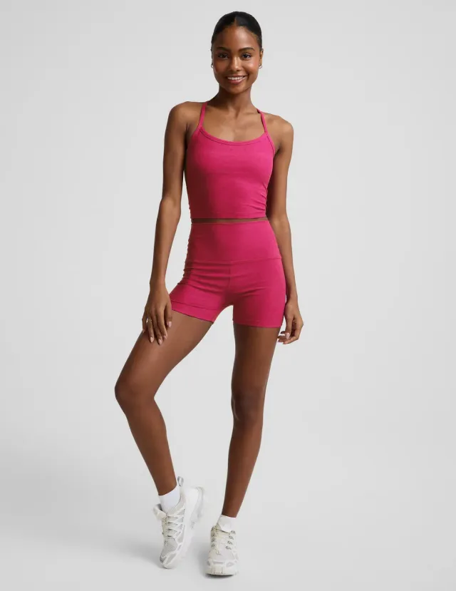 Beyond Yoga Spacedye Keep Pace 3" Short träningsshorts Berry Red Heather