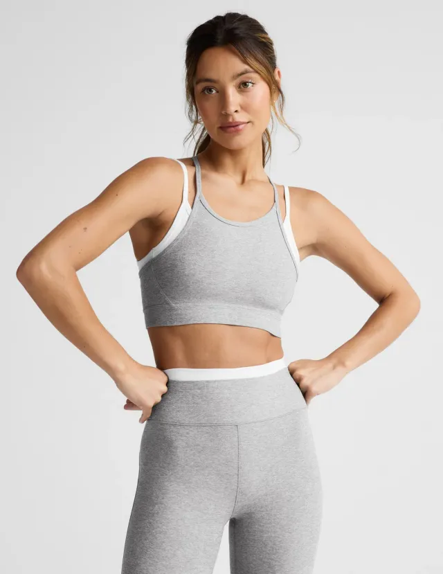 Beyond Yoga Spacedye Layered Long Line Bra sportbh Silver Mist