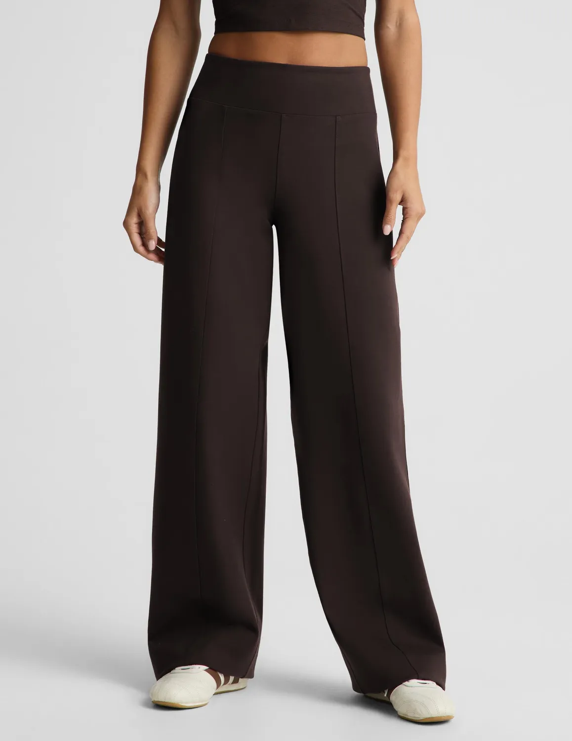Beyond Yoga Ponte Straight Leg Pant 31" byxor mörkbrun fickor