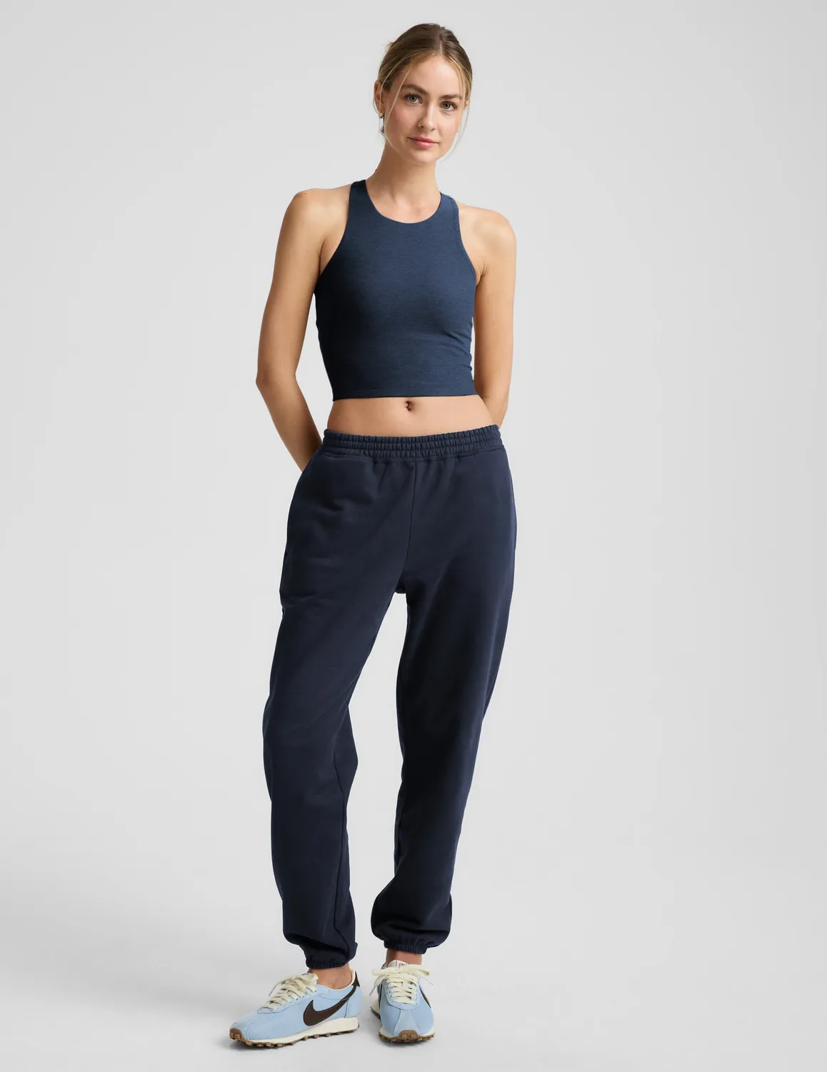 Beyond Yoga Spacedye High Neck Cropped Tank linne Nocturnal Navy med bh