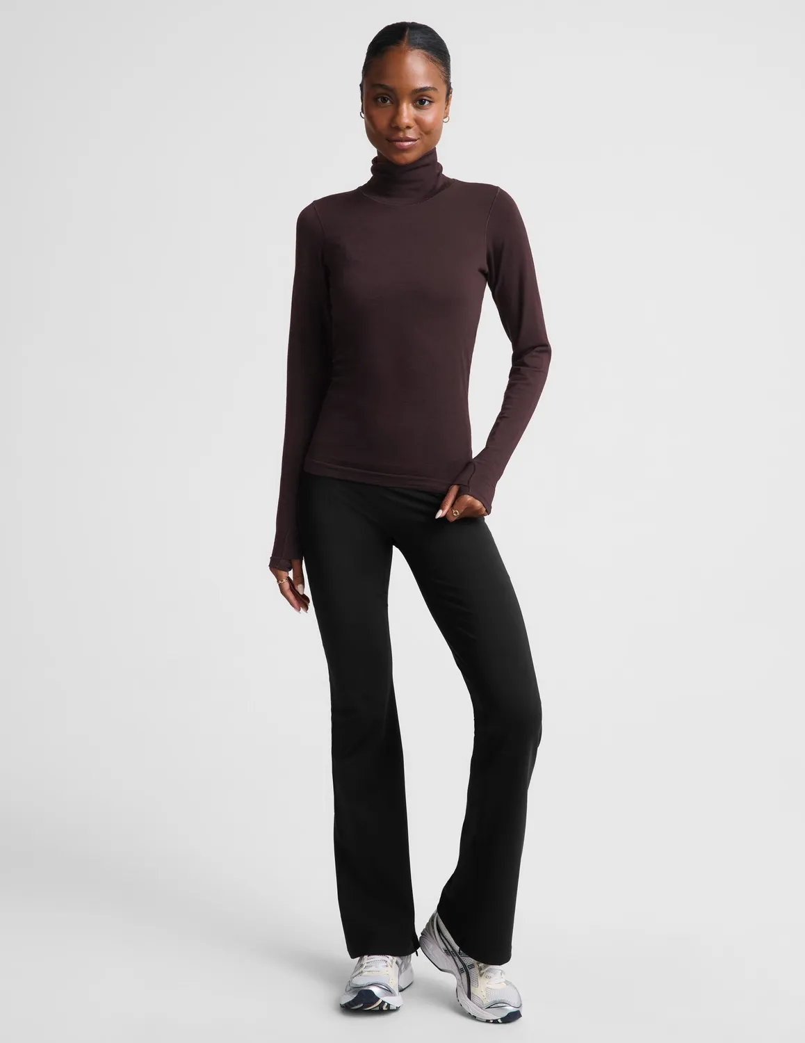Beyond Yoga LuxeKnit Merino Wool Turtleneck polotröja Cocoa Plum