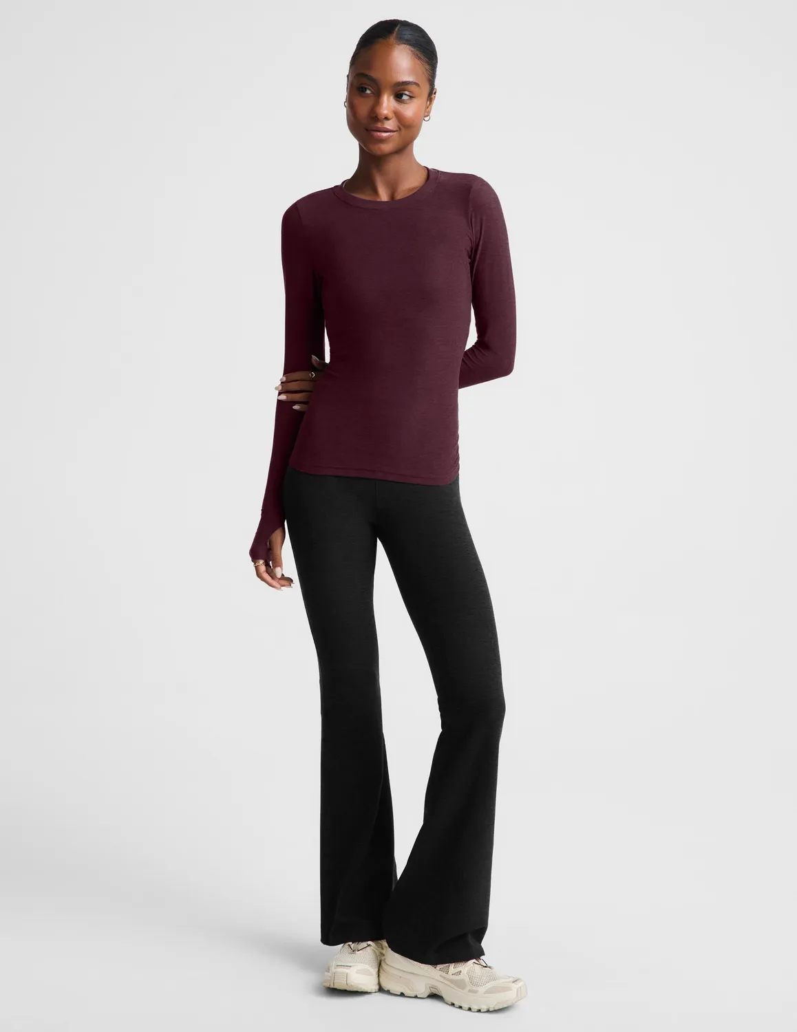 Beyond Yoga Featherweight Select Long Sleeve Crew träningströja vinröd
