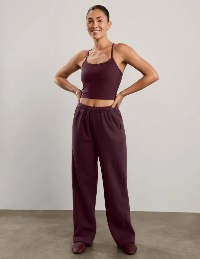 Beyond Yoga LuxeFleece 2.0 Straight Leg Sweatpant 29 mjukisbyxor vinröd bomull