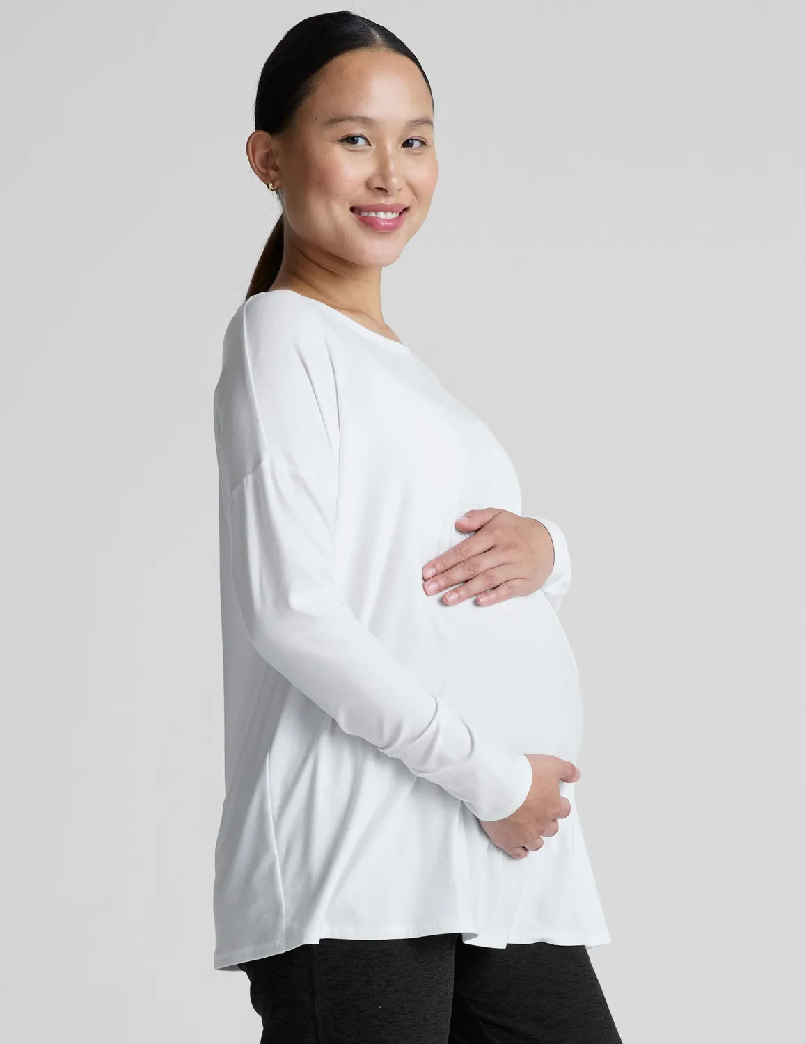Beyond Yoga Featherweight mammalångärmad topp vit