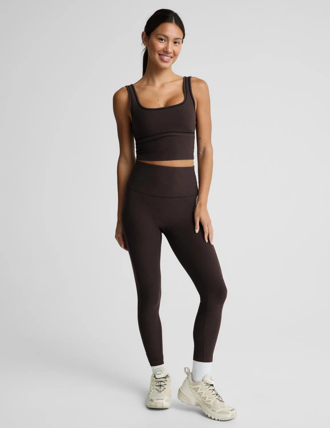 Beyond Yoga Spacedye Dynamic Cropped Tank träningslinne mörkbrun