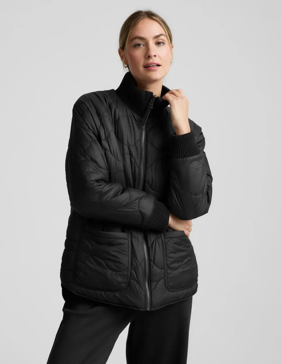 Beyond Yoga 2-Way Quilted Jacket vändbar jacka svart