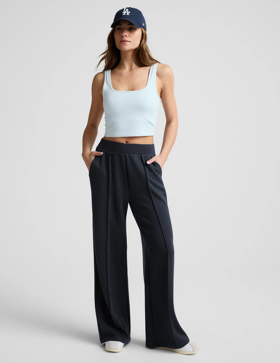 Beyond Yoga Keep It Cool Seamless Cropped Tank linne ljusblå sval