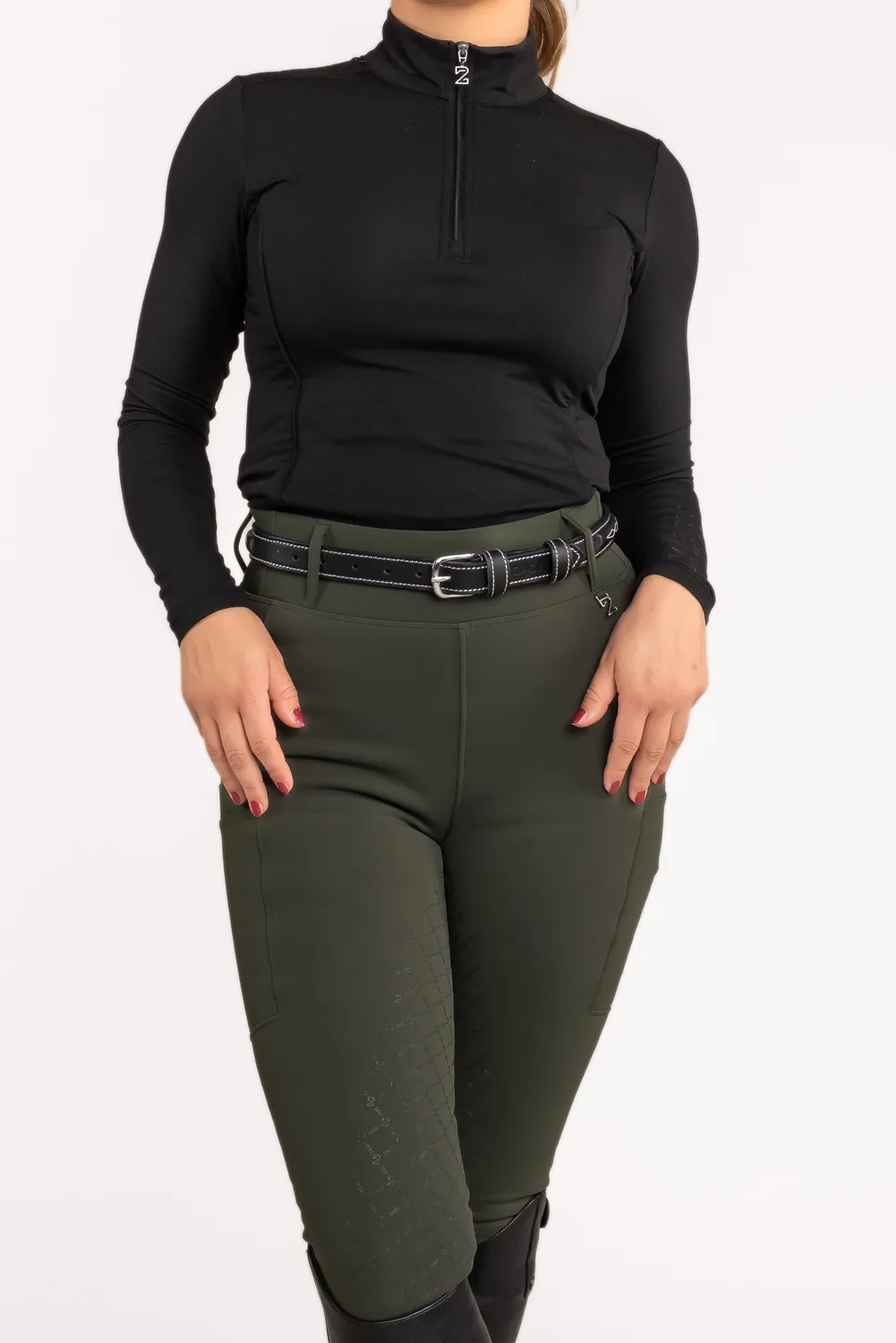 ZacZess Teddy Winter Leggings ridleggings grön teddyfodrad