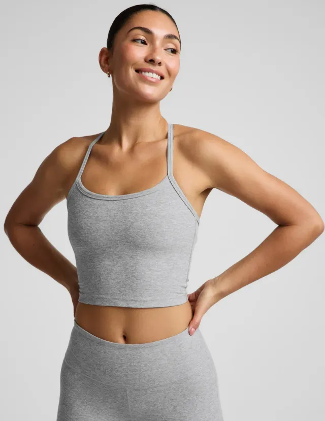 Beyond Yoga Spacedye Slim Racerback träningslinne Silver Mist croppad