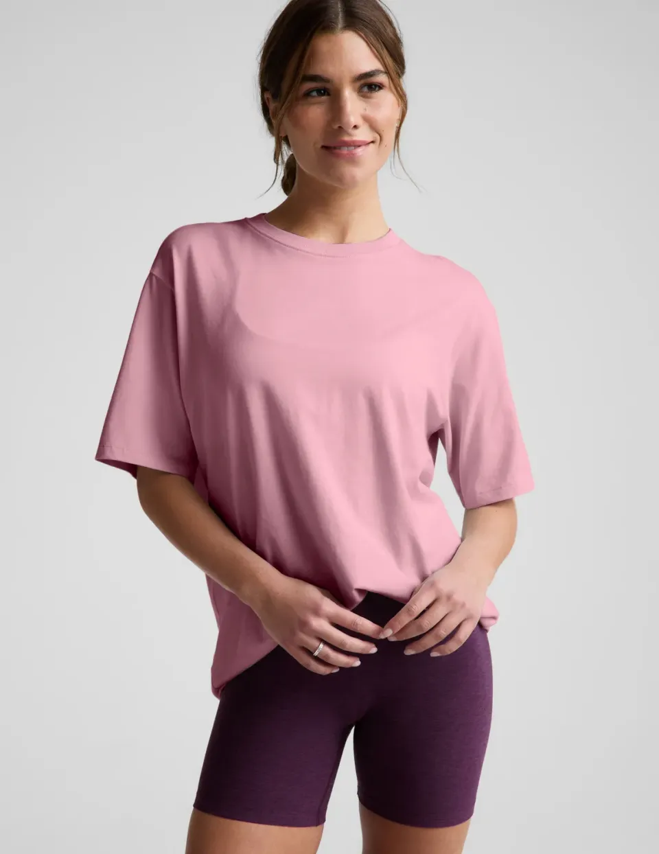Beyond Yoga SoftKnit Better Than Ever Oversized t-shirt Raspberry bomull