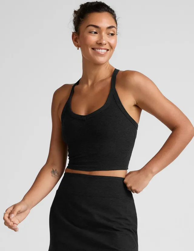 Beyond Yoga Spacedye On The Up Cropped linne Darkest Night med bh