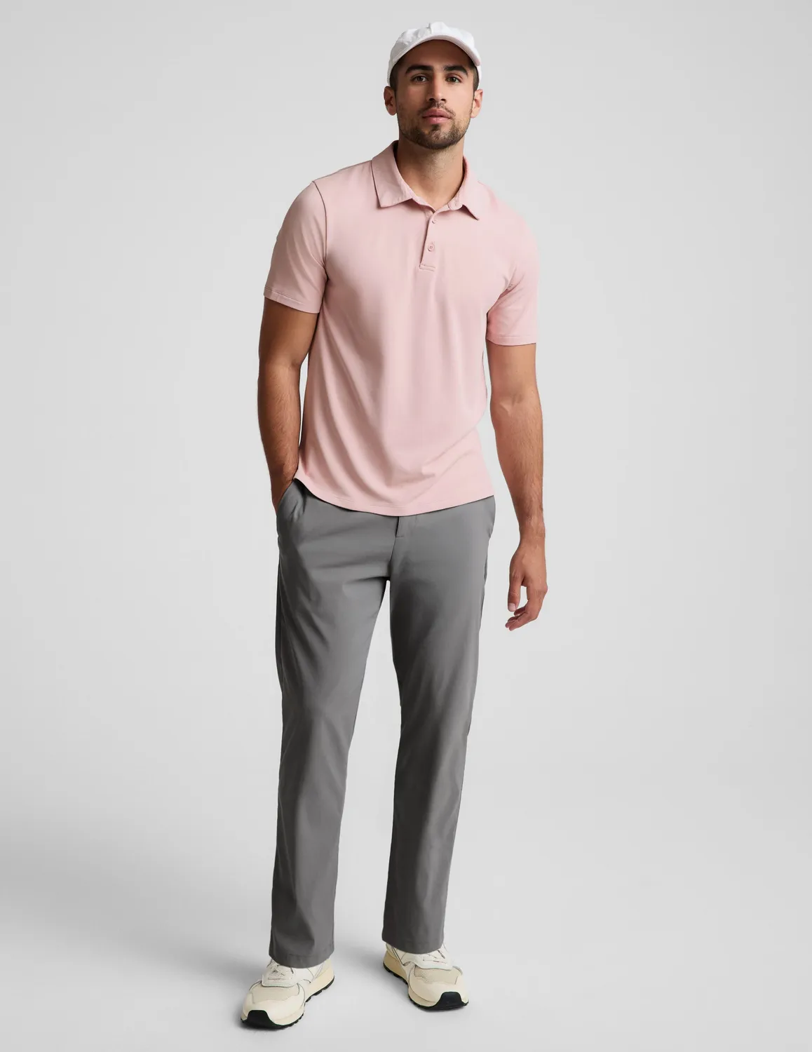 Beyond Yoga All In Active Men's Polo pikétröja Umber Pink fukttransporterande