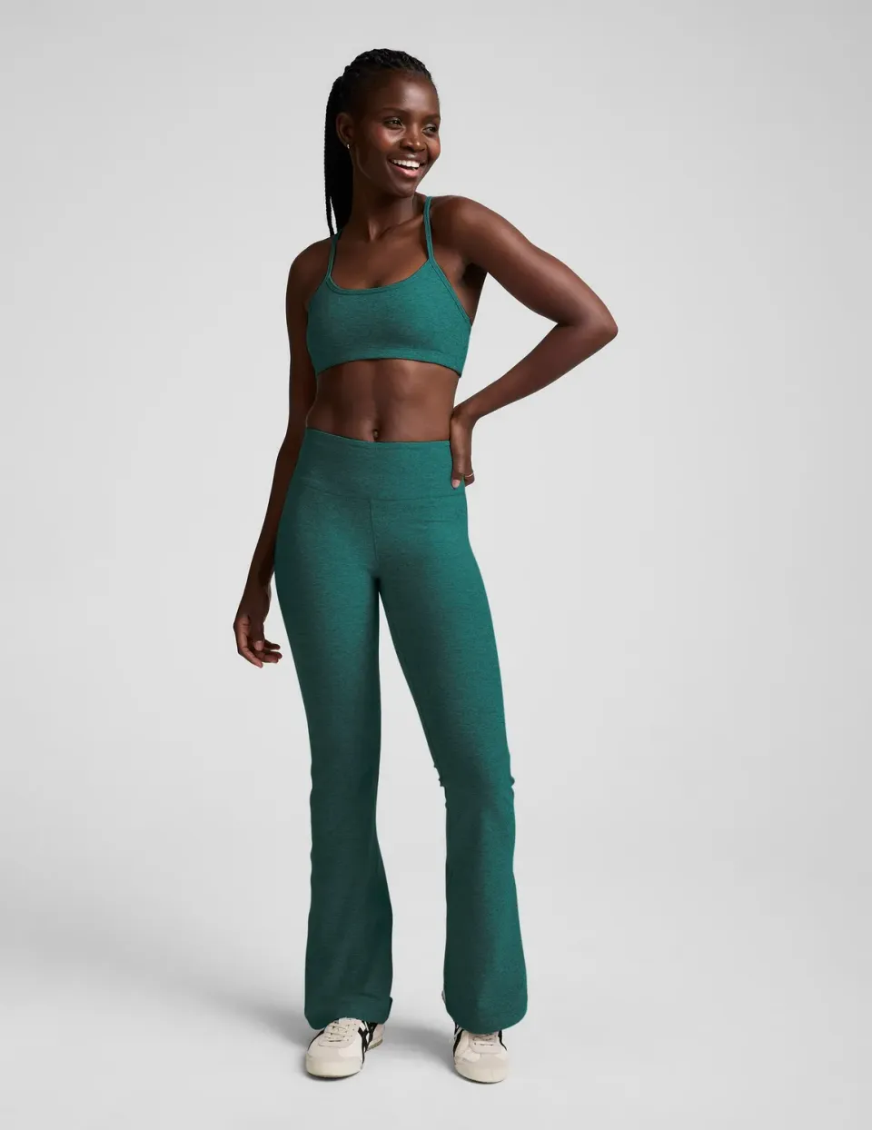 Beyond Yoga Spacedye Mid-Rise Bootcut Pant byxor Teal Sea Heather