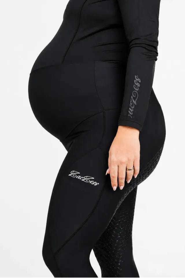 ZacZess Preggo Maternity ridleggings svart full grip hög midja