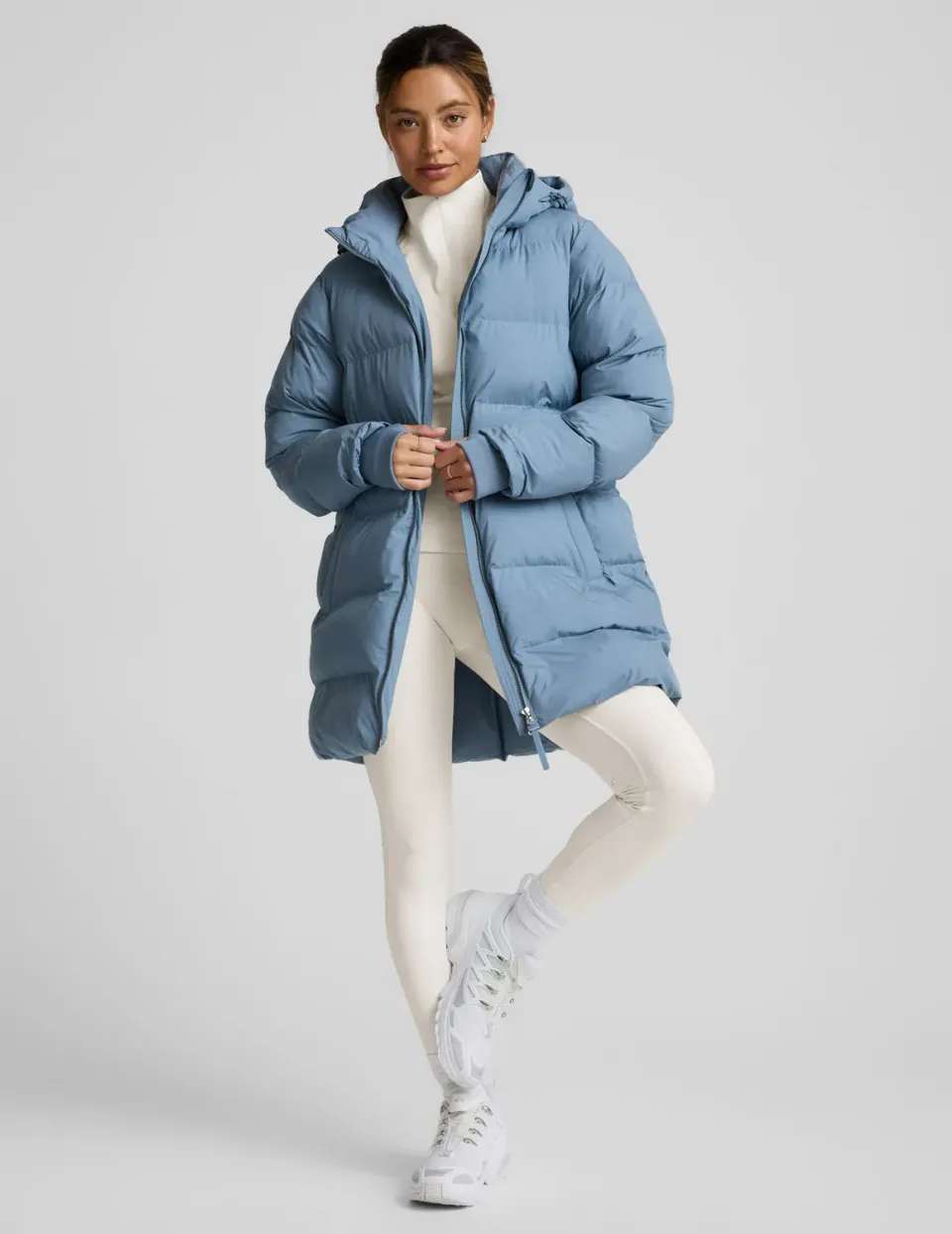 Beyond Yoga Warm Up Mid Length Puffer Jacket pufferjacka Lunar Blue