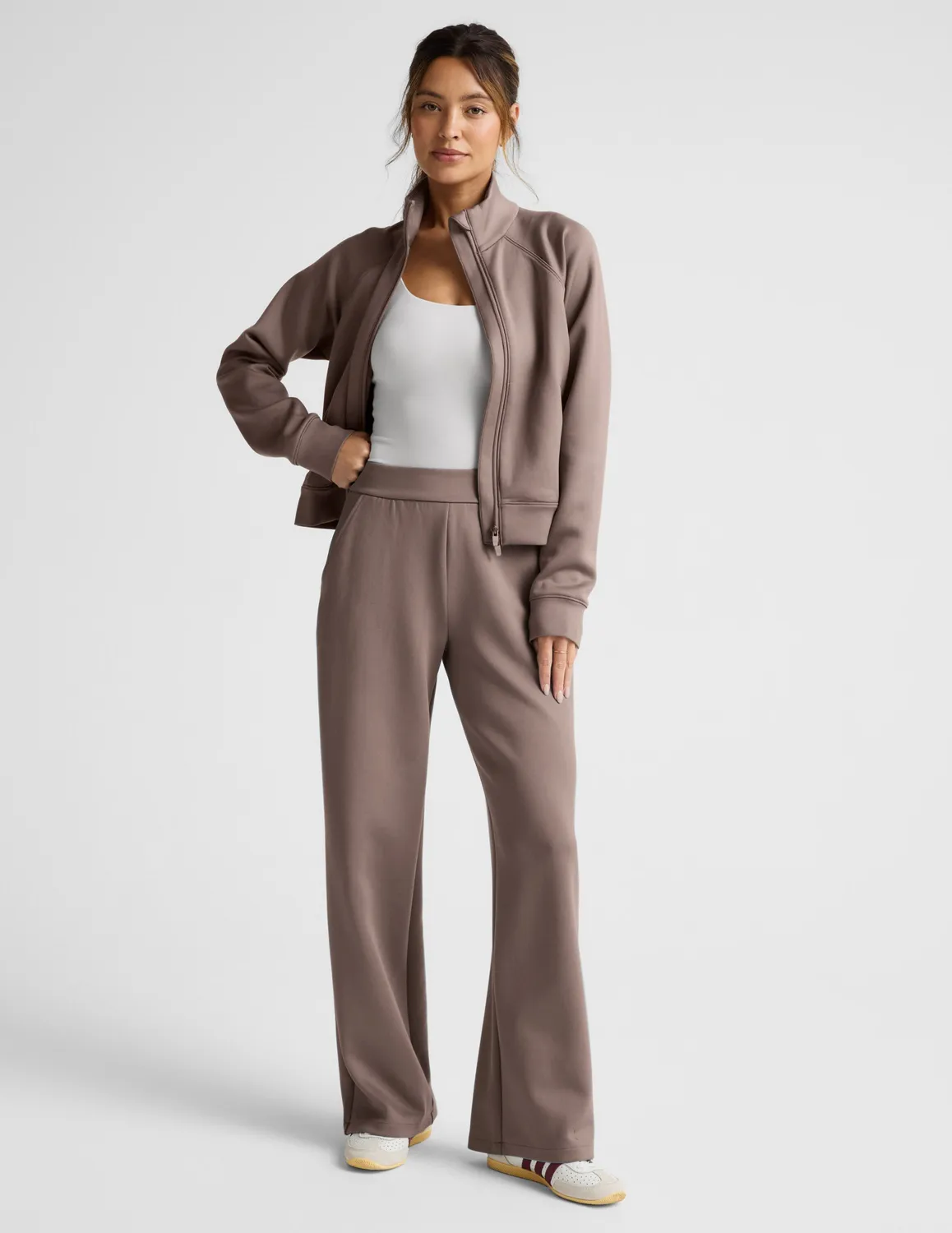Beyond Yoga In The Flow Bomber bomberjacka Cappuccino med fickor