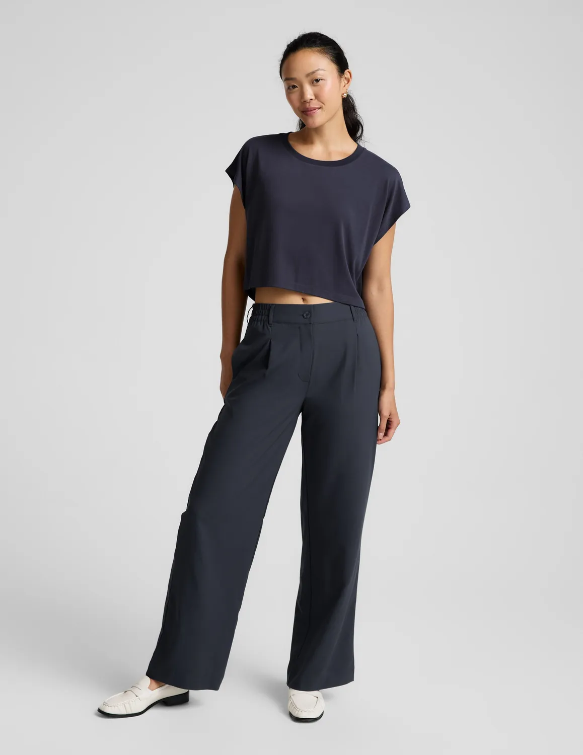 Beyond Yoga Studio Luxe Cropped Tee träningstopp Nocturnal Navy
