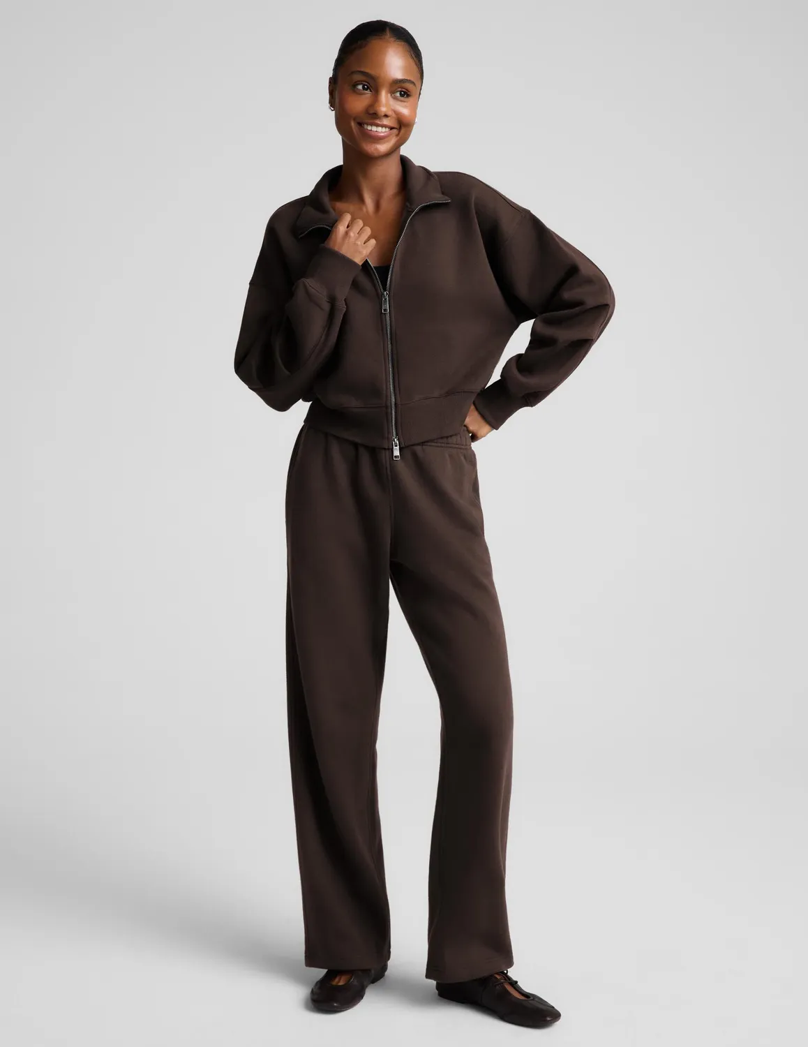 Beyond Yoga LuxeFleece 2.0 Double Zip Jacket Jacka Dark Chocolate