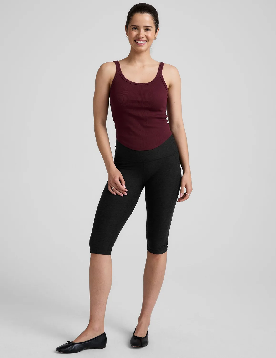 Beyond Yoga Rib Classic Tank linne Dark Cherry tight ribbad