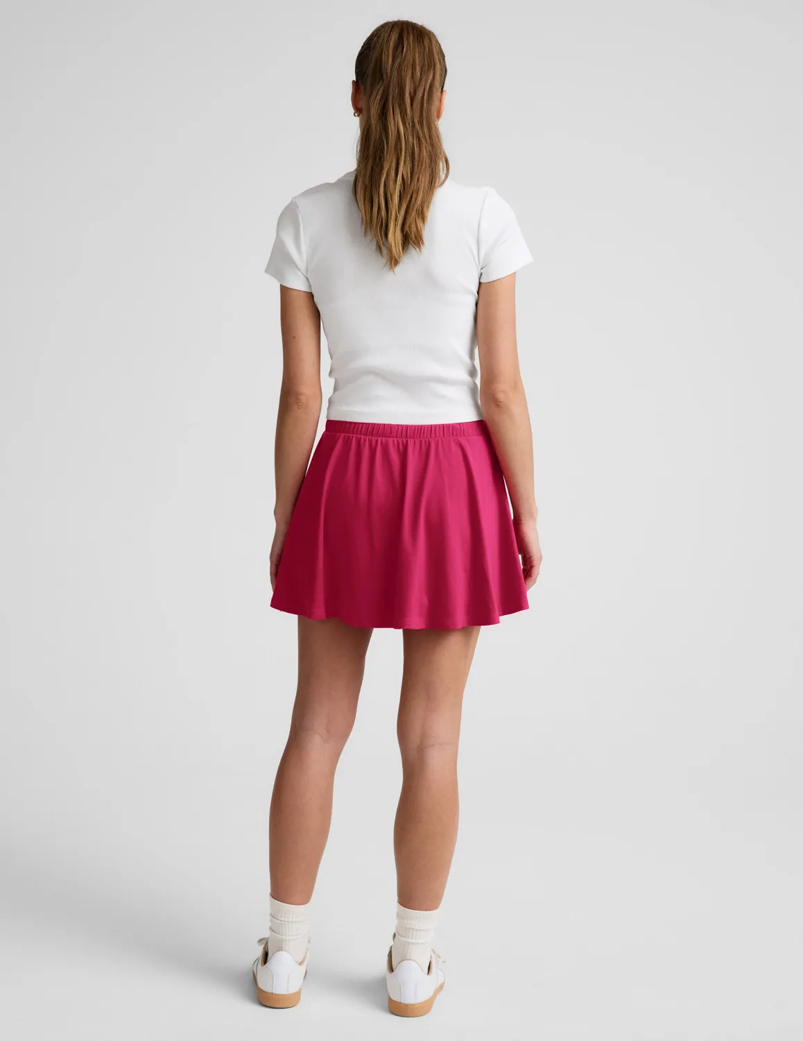 Beyond Yoga Sport Active Drawcord Mini Skirt kjol Berry Red shorts