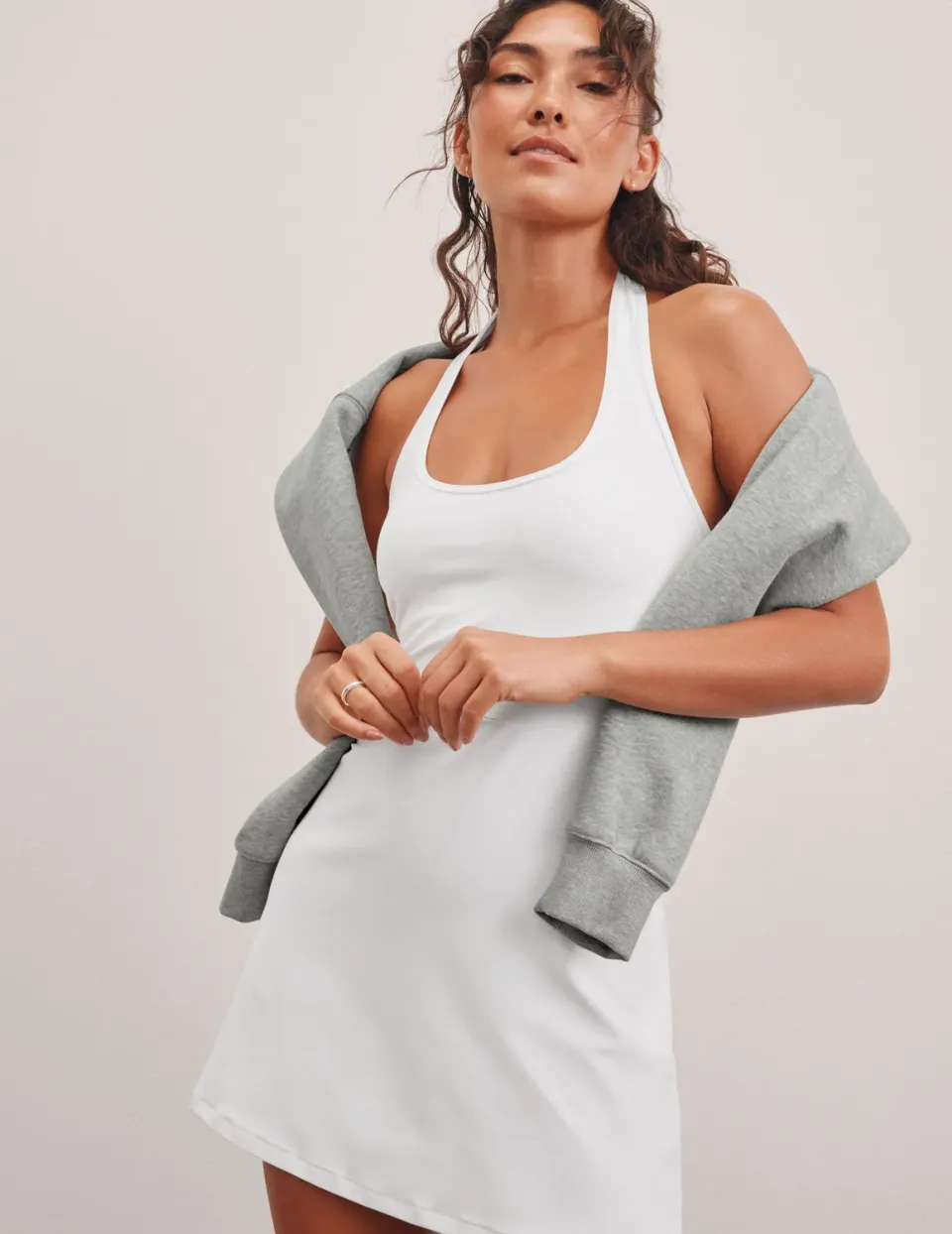 Beyond Yoga Spacedye Prep Halter Dress klänning vit mini