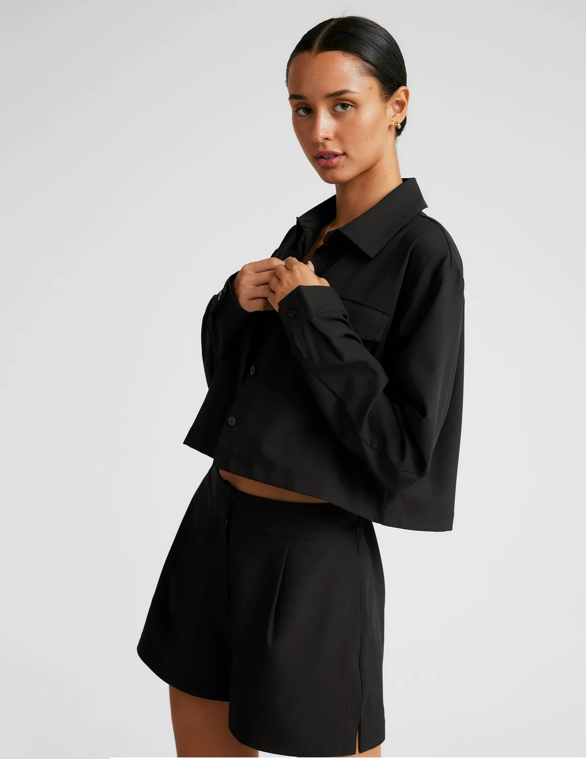 Beyond Yoga Midtown Cropped jacka svart avslappnad