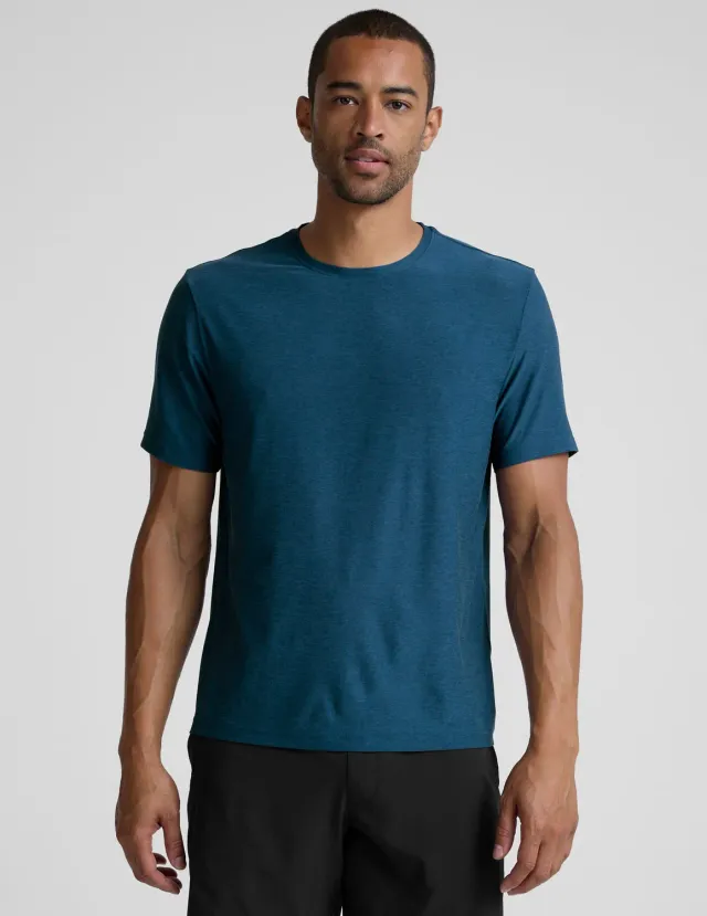 Beyond Yoga Always Beyond Men's Crew Tee 2.0 t-shirt Dark Cobalt Heather lätt