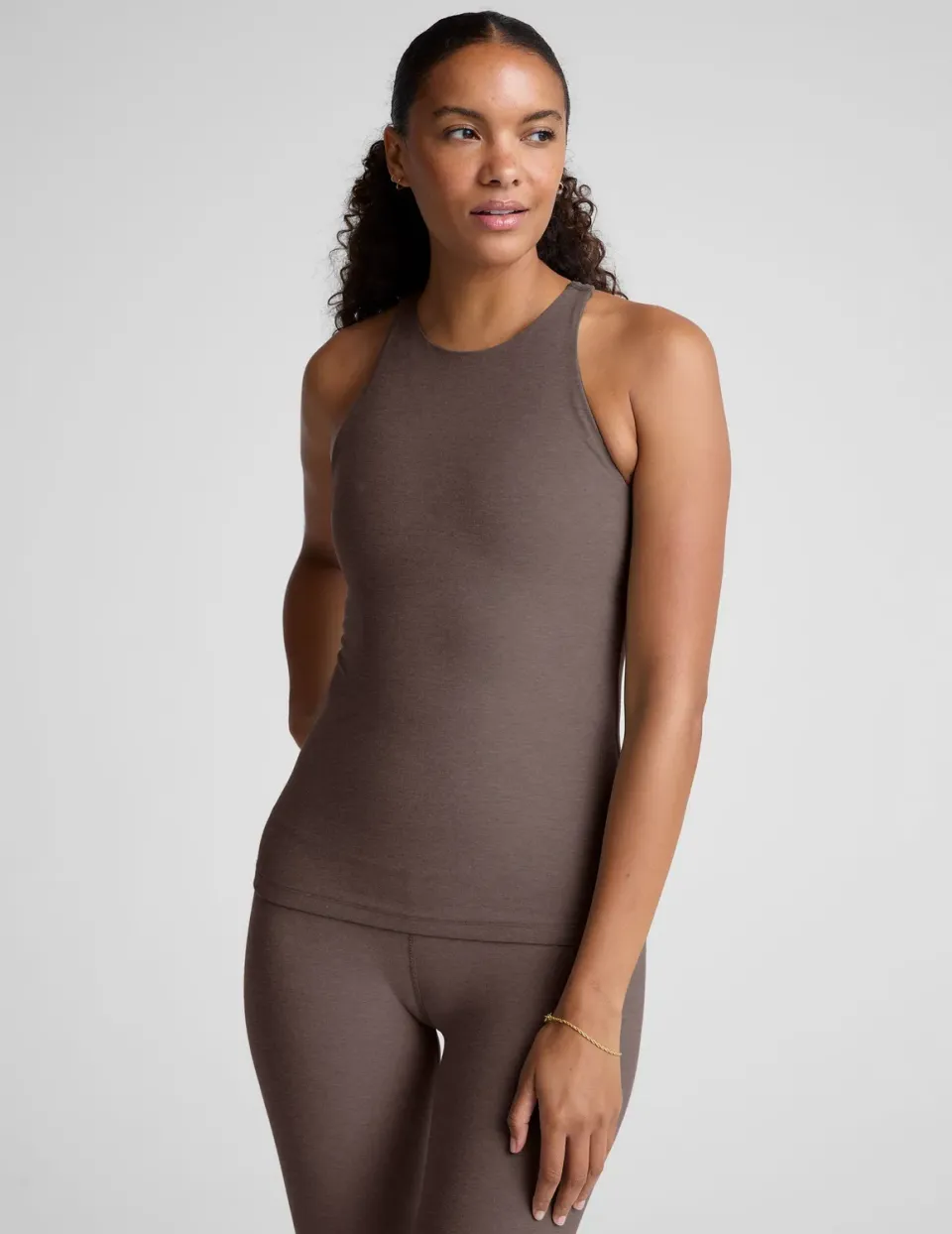 Beyond Yoga Spacedye Refocus Tank linne Woodland Heather med bh