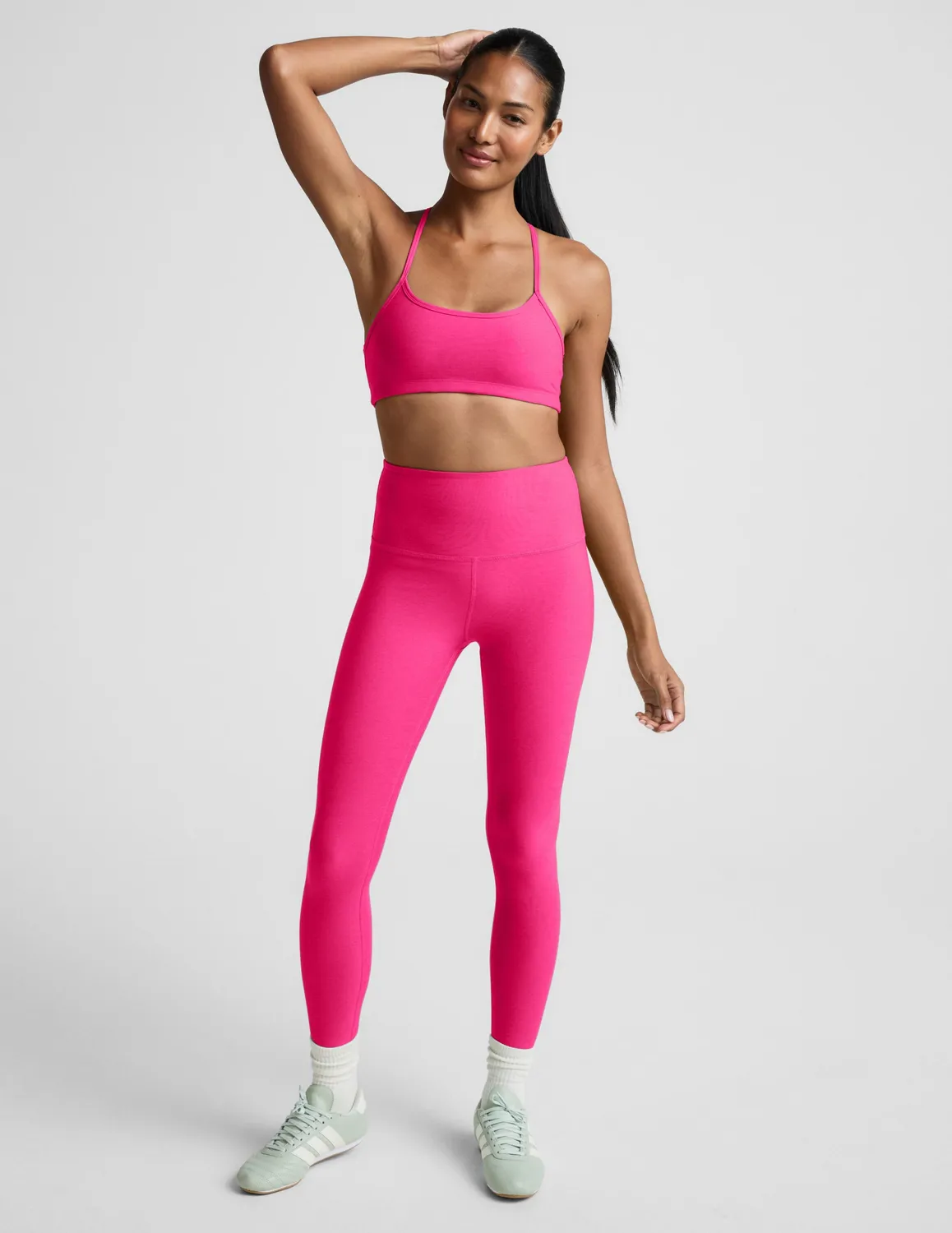 Beyond Yoga Spacedye Slim Racerback sport-bh Pink Glow Heather mellanstöd