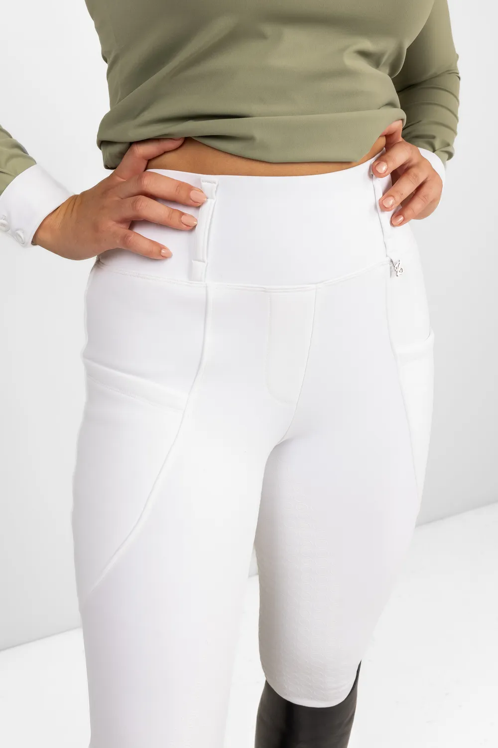 ZacZess Fleece Winter ridleggings vit helgrepp