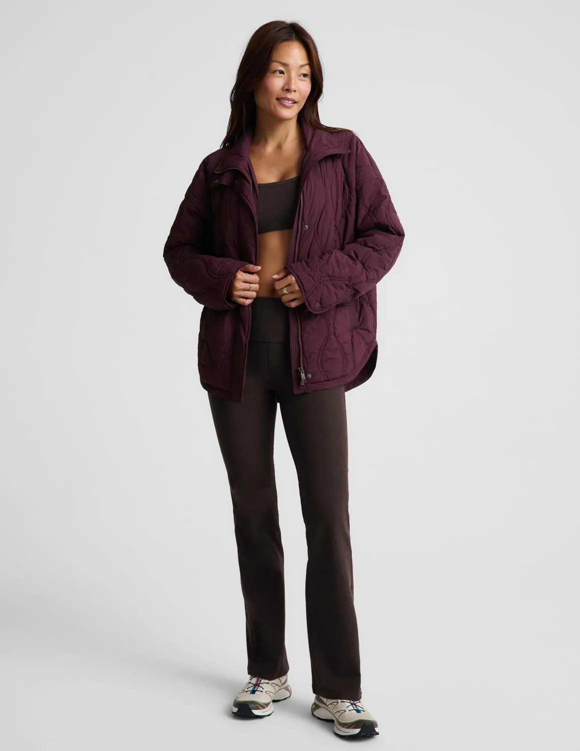 Beyond Yoga Roam Quilted Lightweight Jacket jacka Cabernet fodrad