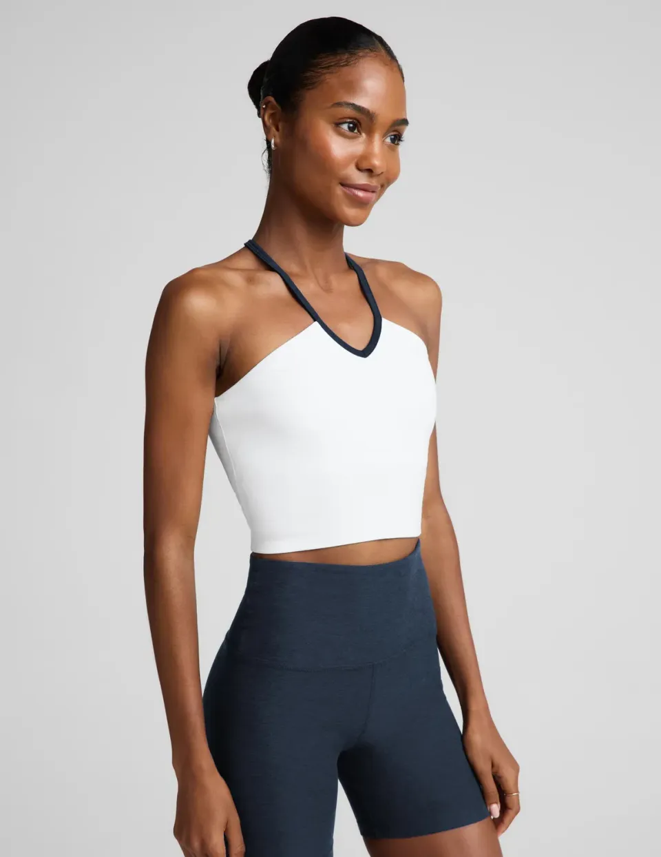Beyond Yoga Spacedye Make It Strappy träningslinne vit croppad