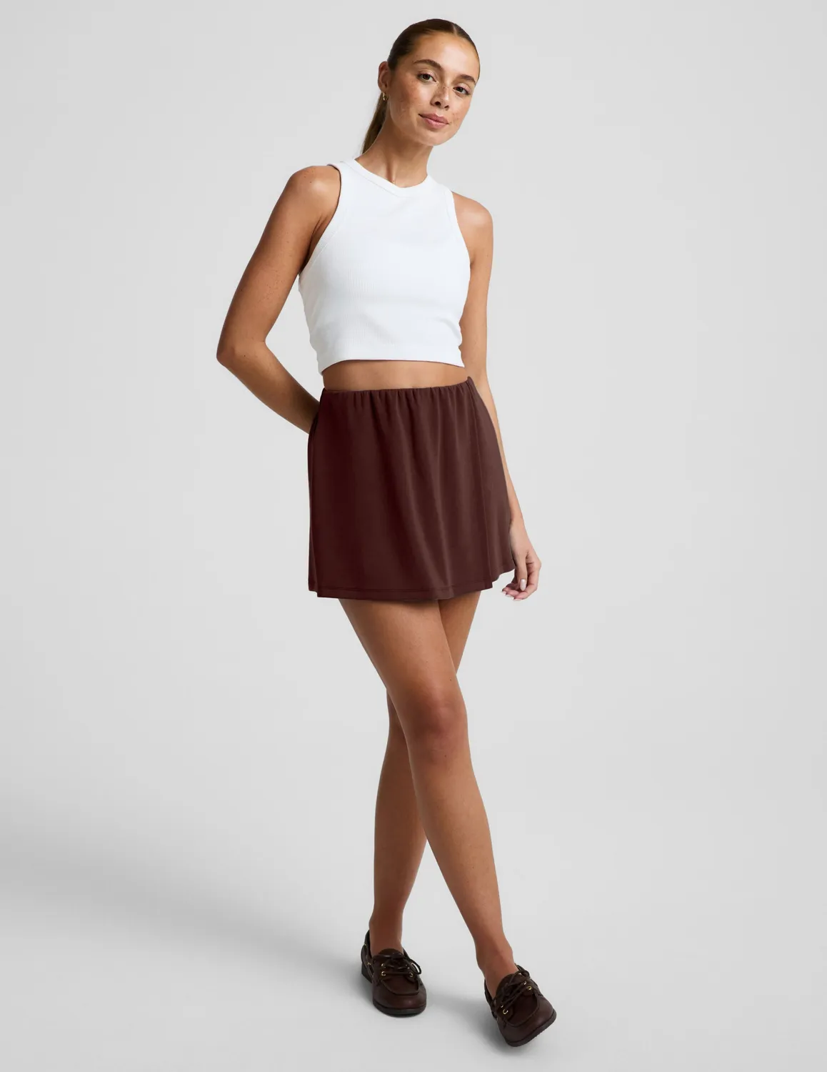 Beyond Yoga Luxe Sandwash skort Iced Mocha stretch