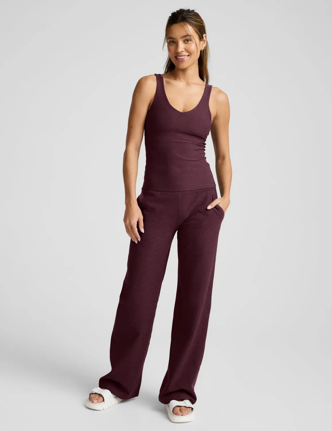 Beyond Yoga Spacedye Good Day Classic Tank linne Cabernet Heather inbyggd bh
