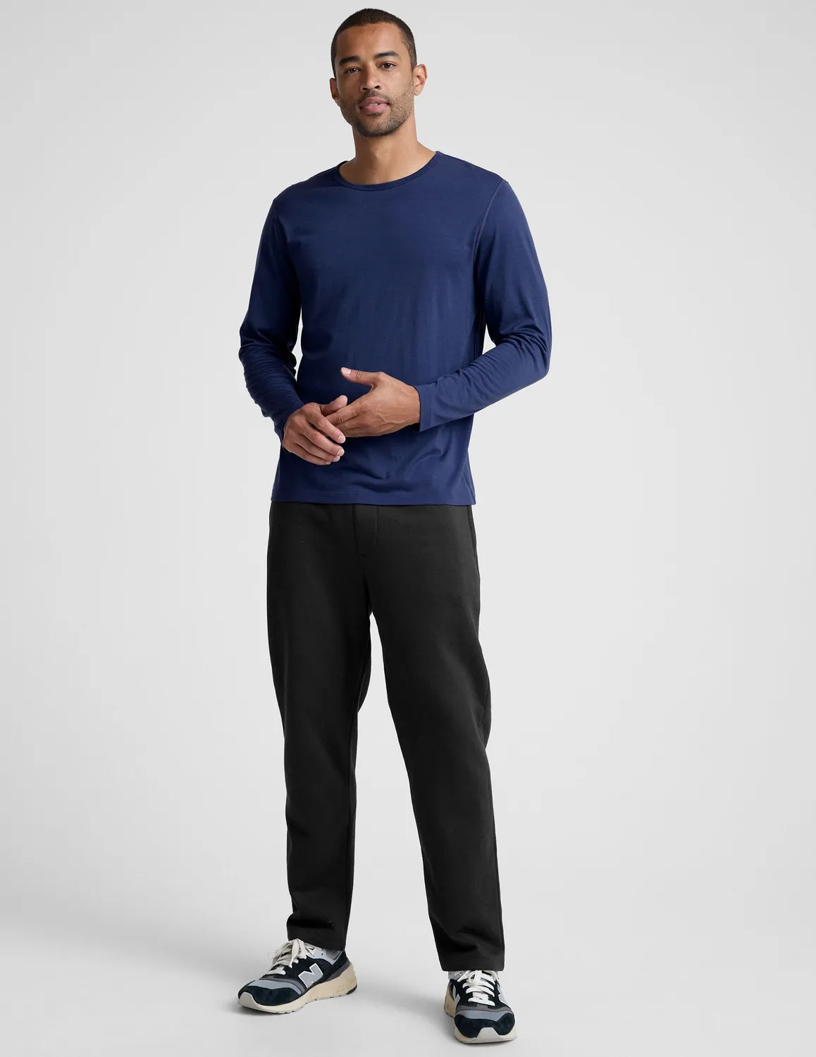 Beyond Yoga Merino Wool Men's Long Sleeve Crew tröja Dark Cobalt