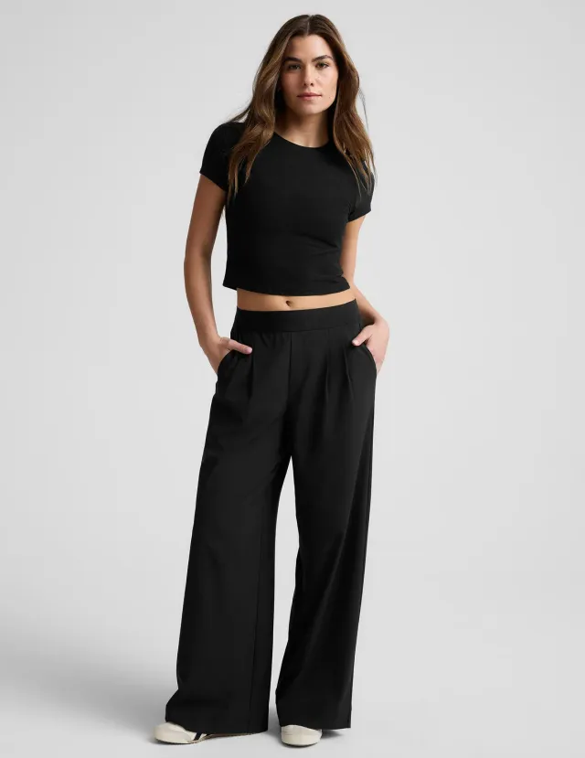 Beyond Yoga Elasticated Wide Leg byxor 31" svart kontor